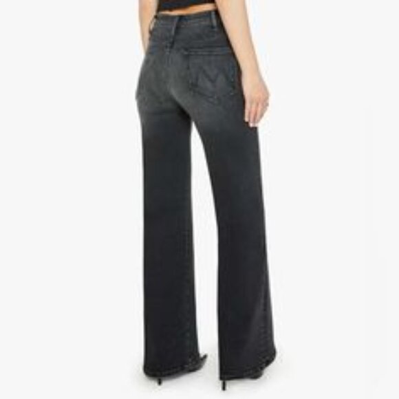 Mother Lil Hustler Roller Sneak Black Jeans size 34 color Not Today Satin - Picture 2 of 12